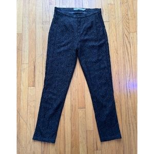 Lovers and Friends High Rise Black Jacquard Ankle Pant